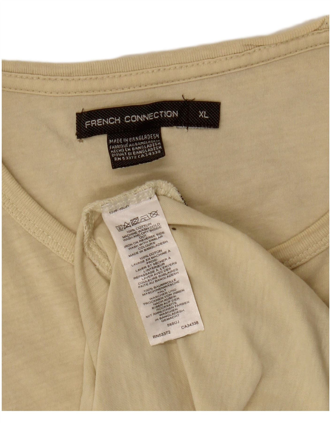 French Connection Herre T-Shirt Top XL Beige Bomuld