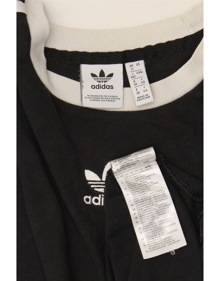 ADIDAS Dame T-Shirt Top UK 12 Medium Sort Bomuld