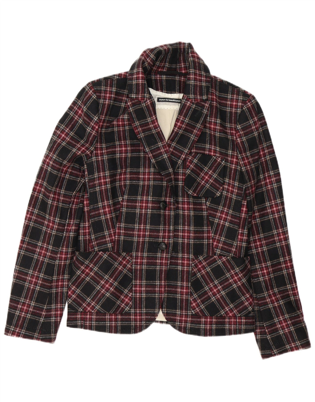 Drykorn Dame 2-knaps blazerjakke US 4 Lille flerfarvet plaid