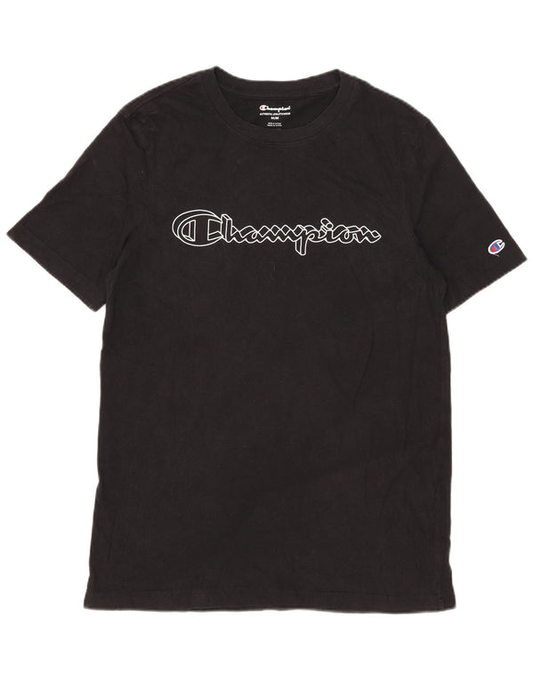 Champion Herre Grafisk T-Shirt Top Medium Sort Bomuld