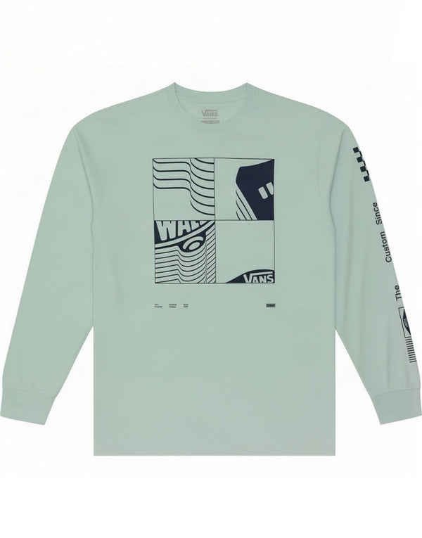 Vans Herre Classic Fit Grafisk Top Langærmet Medium Turkis Bomuld