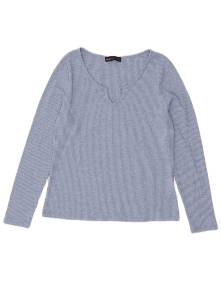 Marks & Spencer Dametop Langærmet UK 14 Stor Blå Polyester