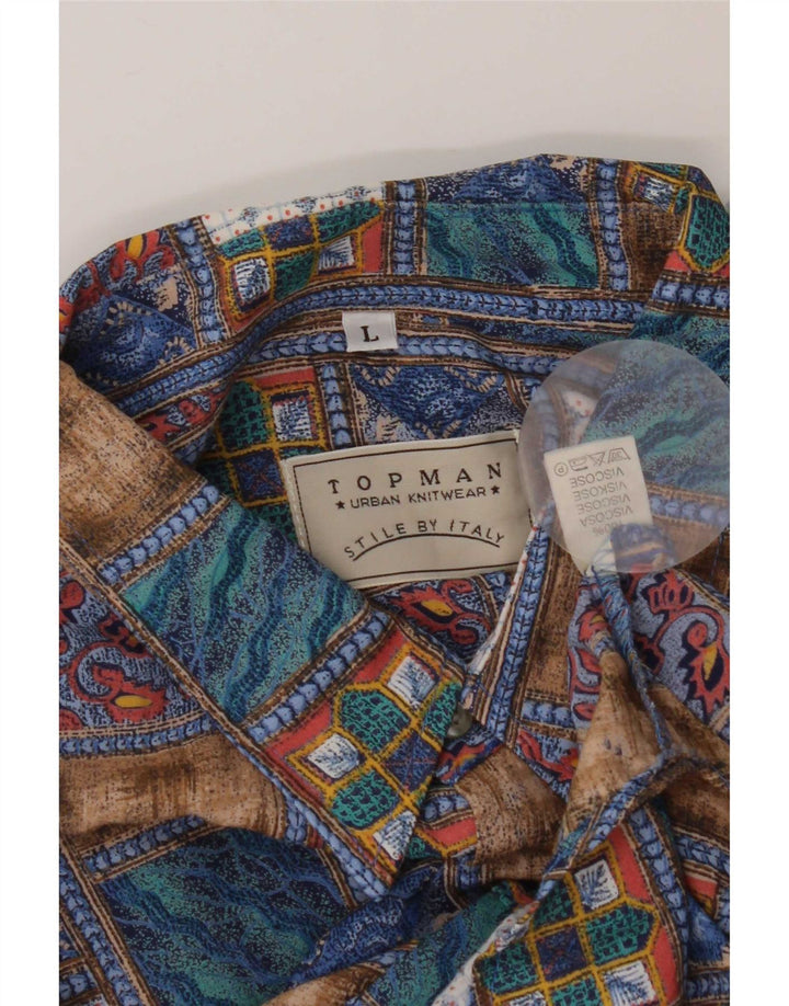 Topman herreskjorte stor flerfarvet patchwork viskose