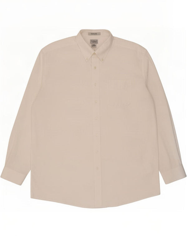 L.L.Bean Herre Traditional Fit Skjorte Størrelse 18 2XL Hvid Bomuld
