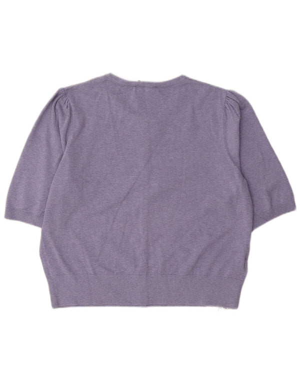 Laura Ashley Kortærmet Bolero Jumper UK 16 Stor Lilla Bomuld