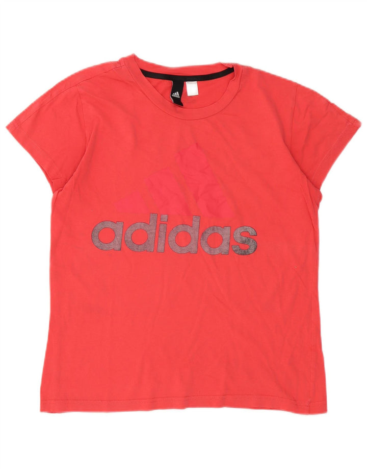 Adidas Dame Grafisk T-Shirt Top UK 14 Medium Rød