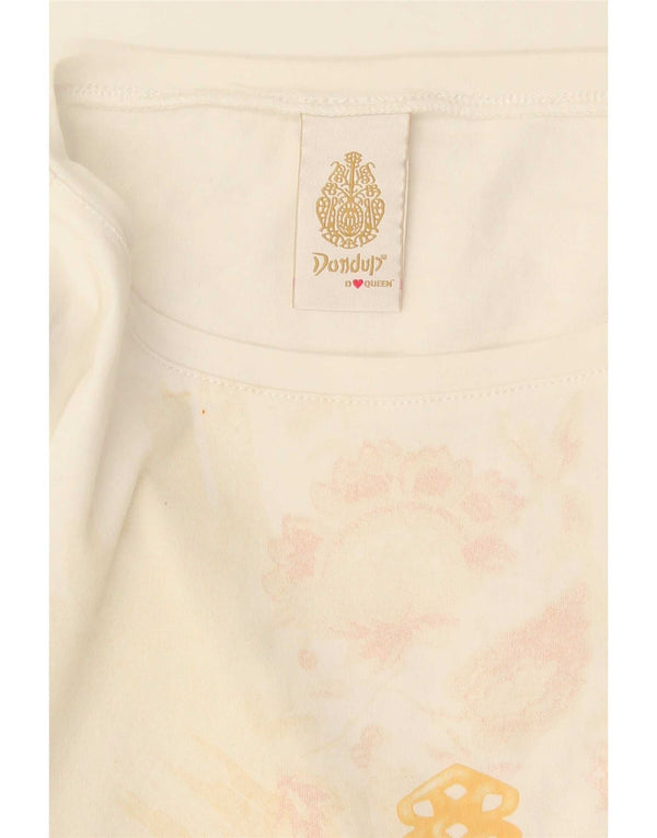 Dondup Womens Crop Graphic T-Shirt Top UK 12 Medium White
