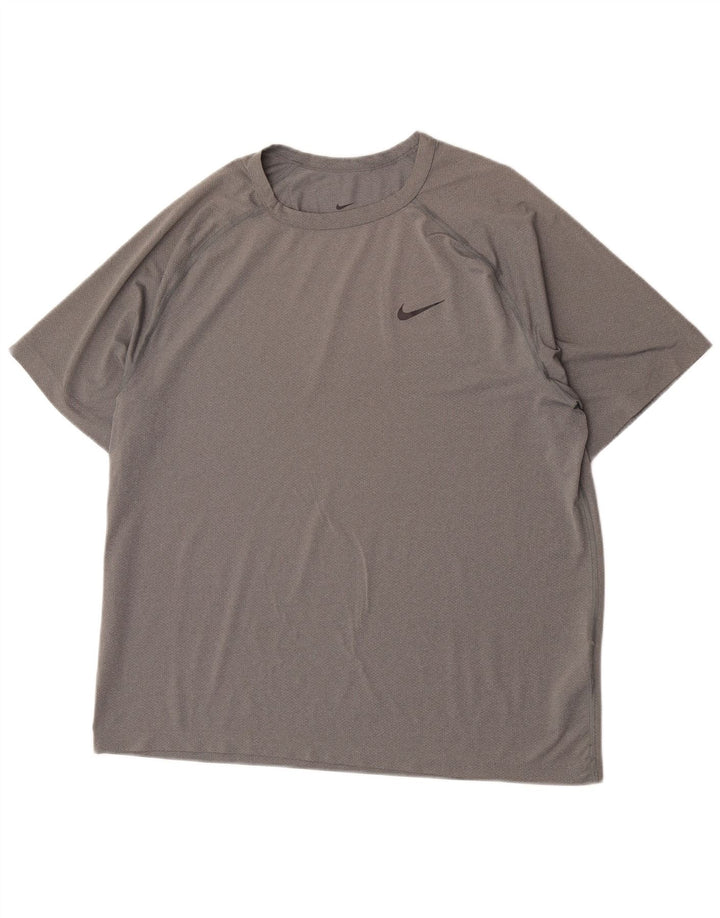 Nike Herre Dri Fit T-Shirt Top Stor Grå Polyester