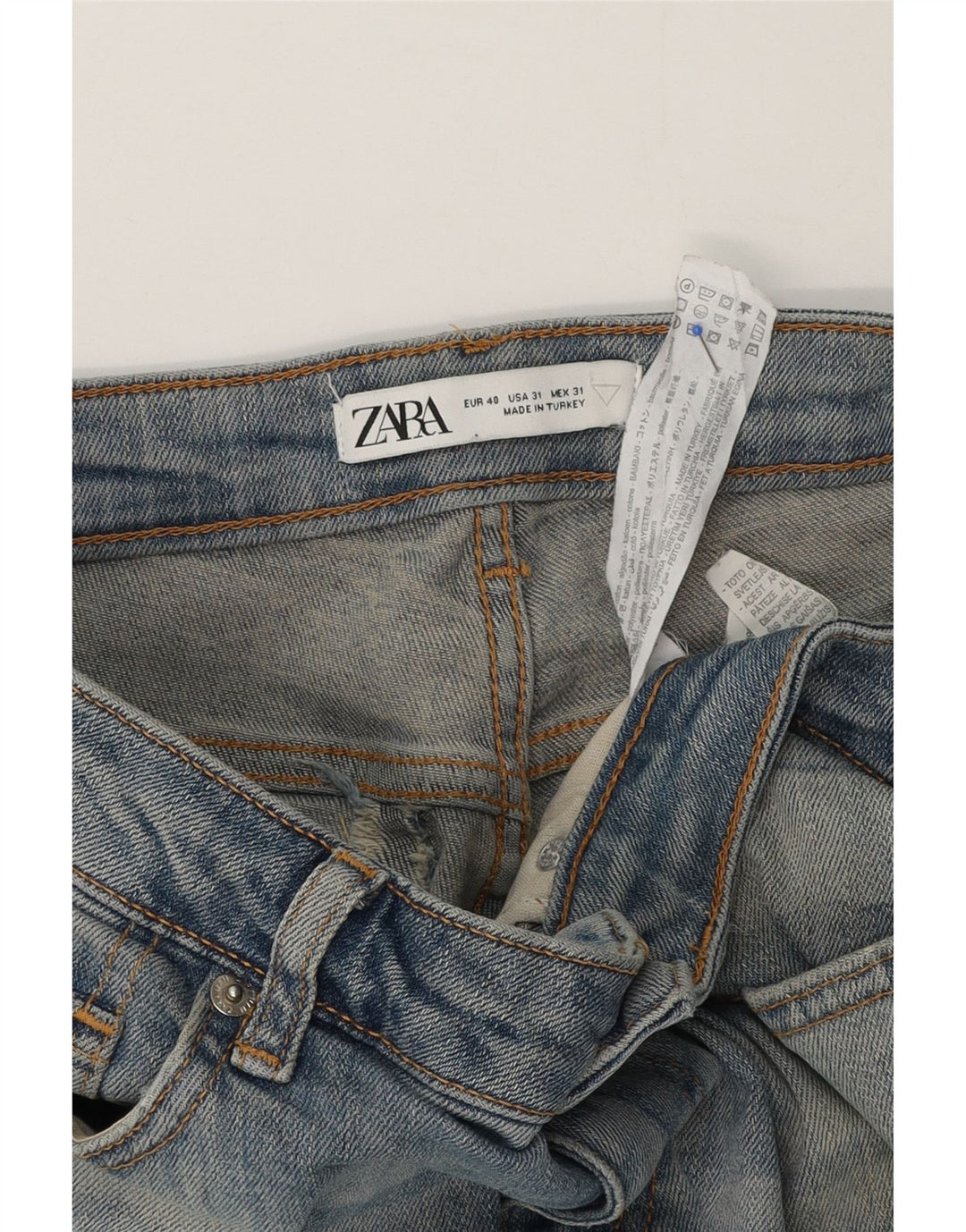 Zara Herre Distressed Slim Jeans EU 40 Medium W31 L29 Blå Bomuld