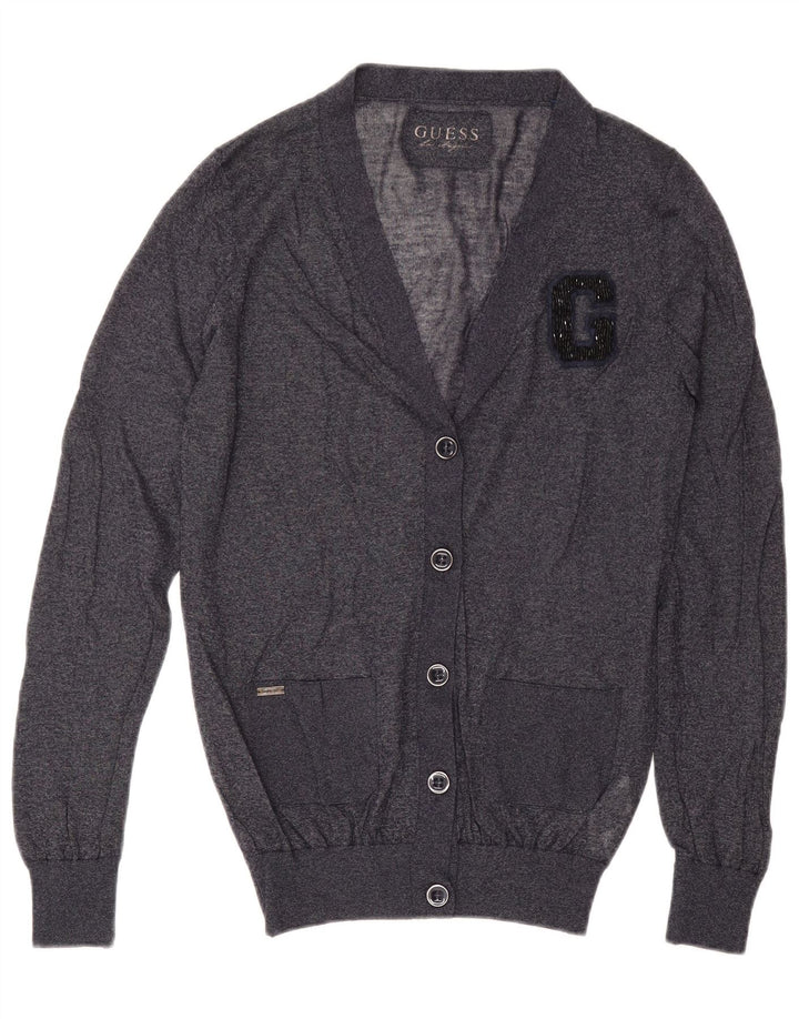 Guess Dame Cardigan Sweater UK 14 Medium Navy Blue Viscose