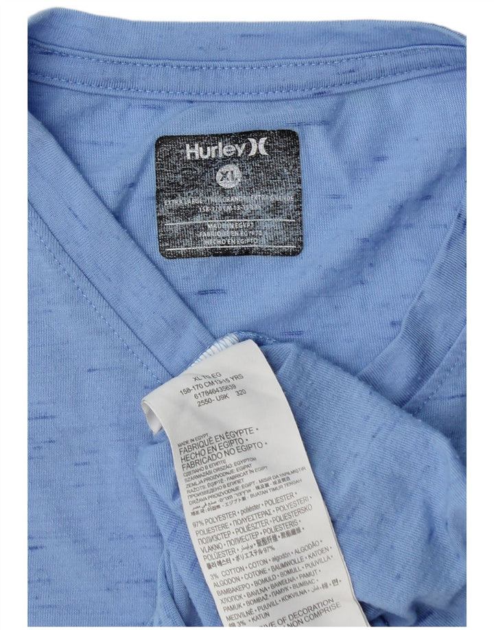 HURLEY Boys T-Shirt Top 13-14 Years XL Blue Flecked Polyester