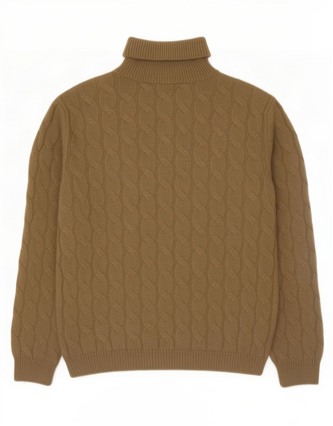 Zara Herre Roll Neck Jumper Sweater Stor Khaki Akryl