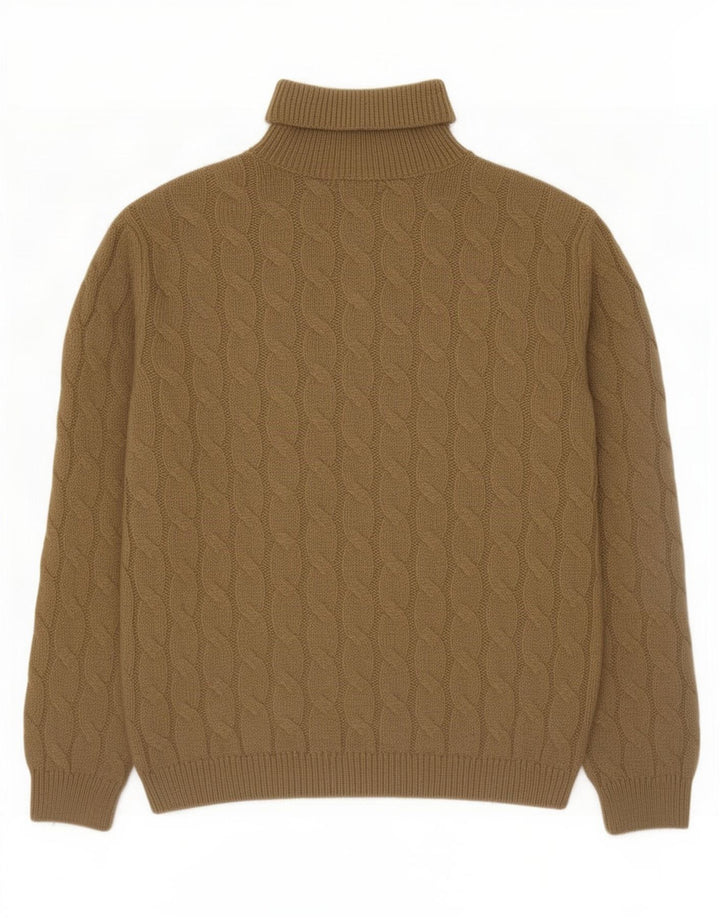 Zara Herre Roll Neck Jumper Sweater Stor Khaki Akryl