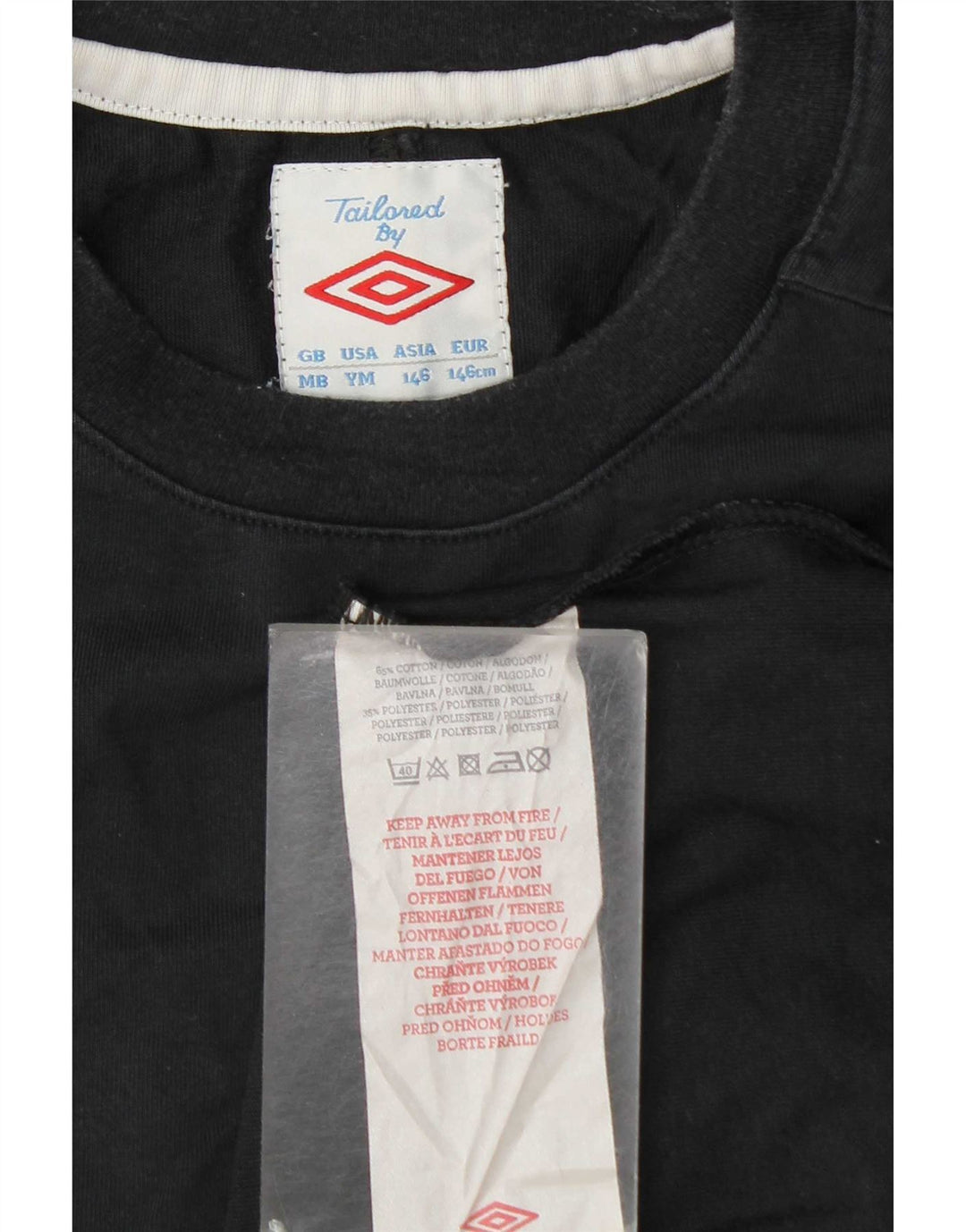 Umbro Boys T-Shirt Top 9-10 År Medium Sort Colourblock Bomuld