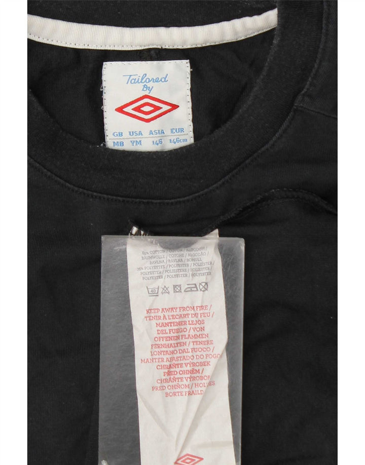 Umbro Boys T-Shirt Top 9-10 År Medium Sort Colourblock Bomuld