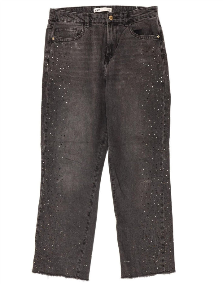 ZARA Straight Jeans til kvinder EU 40 Medium W30 L29 Grå