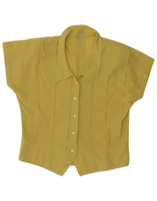 Vintage Dame Kortærmet Bluse UK 16 Stor Gul