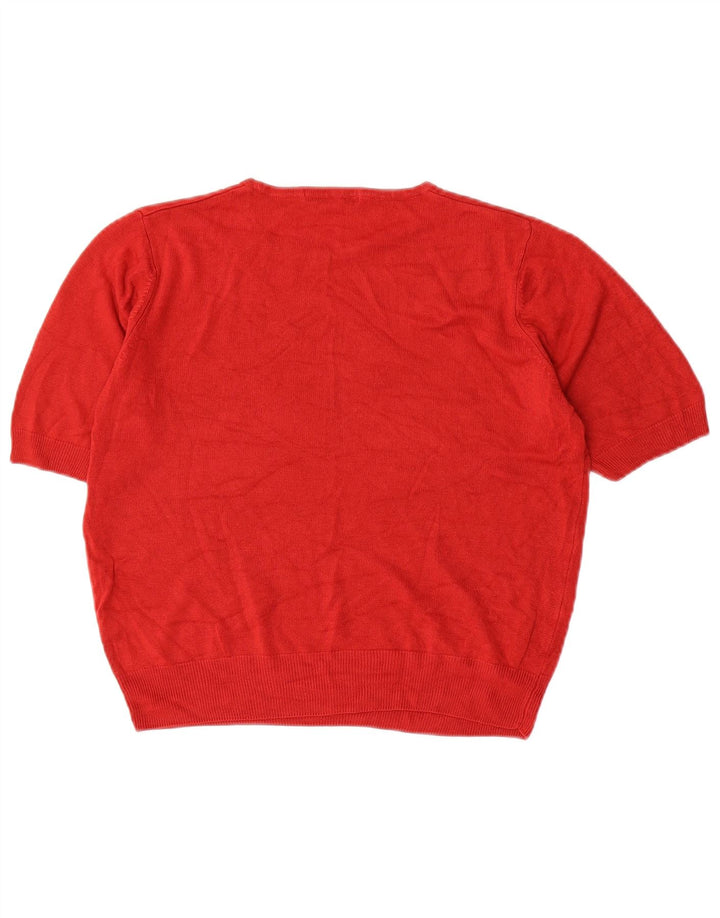 Marks & Spencer Dame Crop Crew Neck Jumper Sweater UK 14 Medium Red
