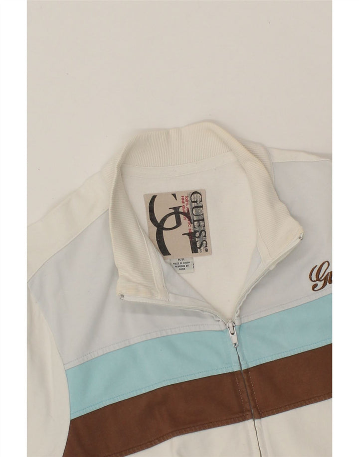 GUESS Mens Tracksuit Top Jacket Medium White Colourblock Cotton Vintage Guess and Second-Hand Guess from Messina Hembry 