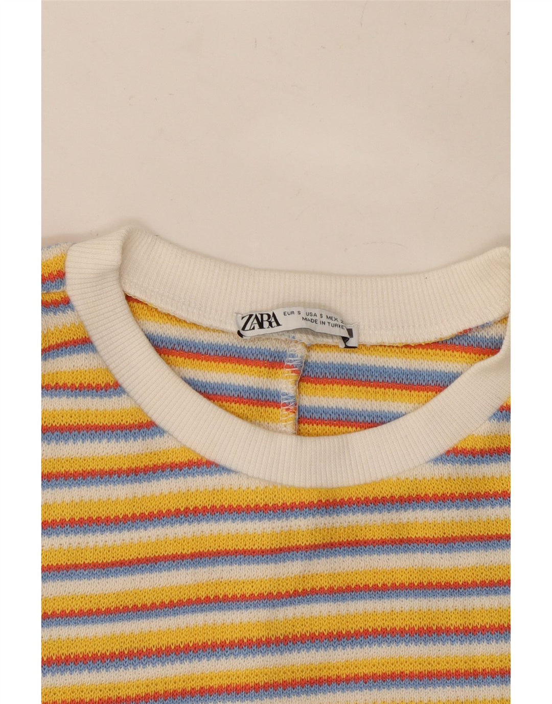 ZARA Knit Crop Top UK 8 Small Gulstribet