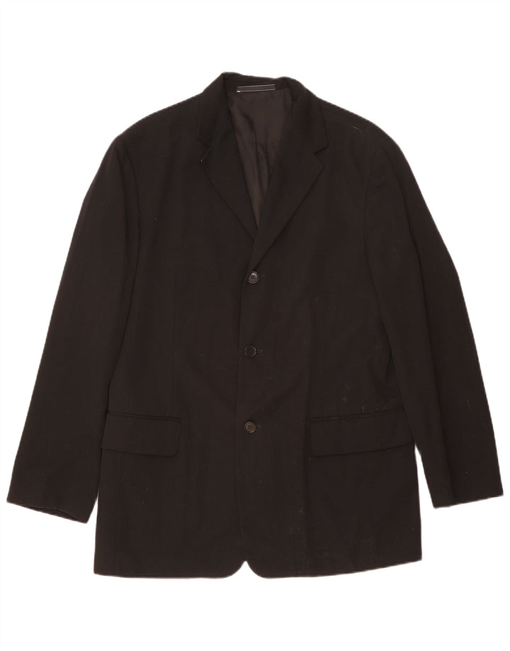 Calvin Klein Herre 3-knaps blazerjakke UK 40 Stor sort uld
