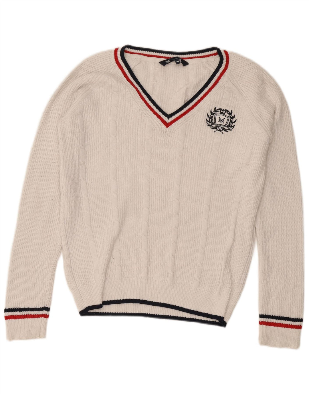 Besætningstøj Herre V-hals sweater Medium hvid bomuld