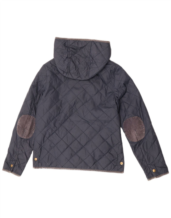 Jack Wills Dame Hætte Quiltet Jakke UK 8 Small Navy Blue Nylon