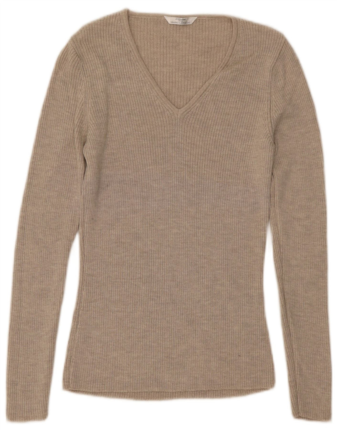 Marks & Spencer Dame St. Michael V-hals sweater UK 8 Small Beige