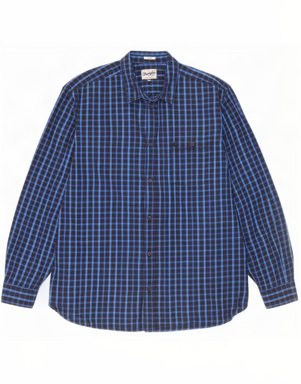 Wrangler herre Regular Fit skjorte 3XL blå ternet bomuld