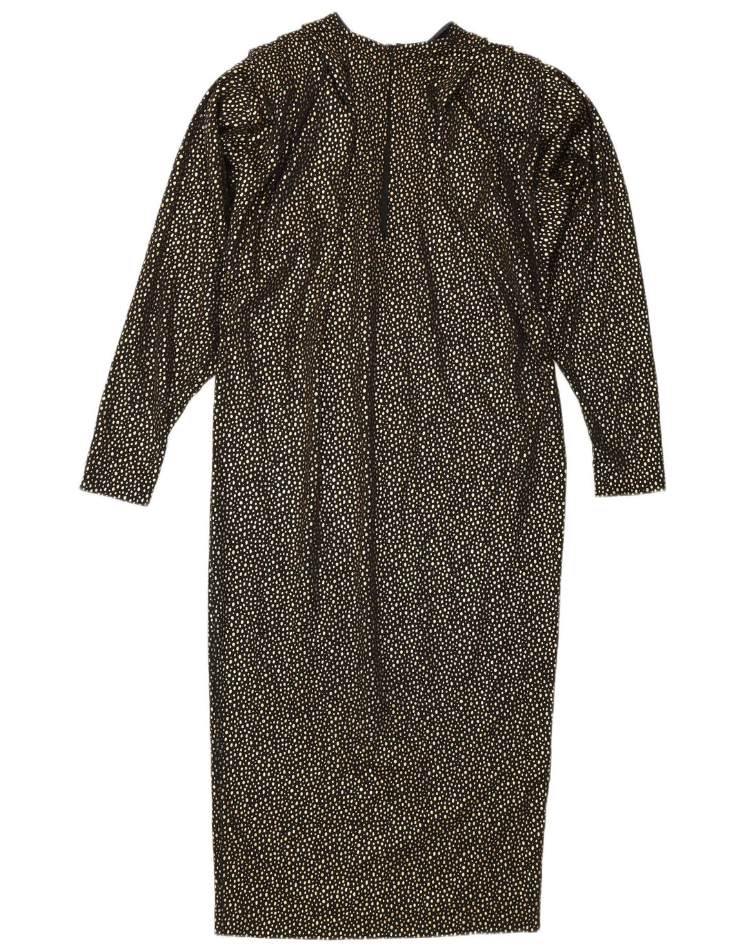 Vintage Dame Langærmet Skift Kjole IT 42 Medium Gold Spotted
