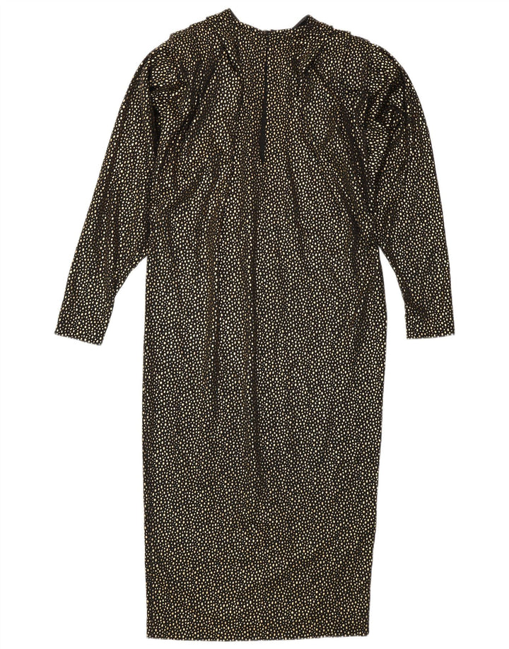 Vintage Dame Langærmet Skift Kjole IT 42 Medium Gold Spotted