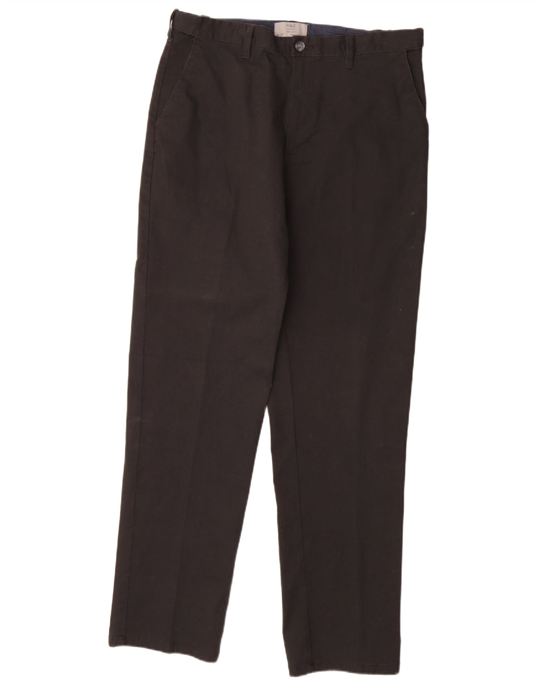 MARKS & SPENCER Herre Regular Fit Chinobukser W36 L33 Sort bomuld