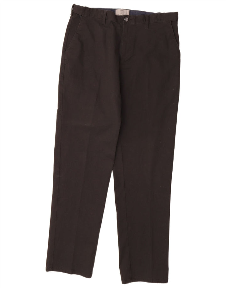 MARKS & SPENCER Herre Regular Fit Chinobukser W36 L33 Sort bomuld