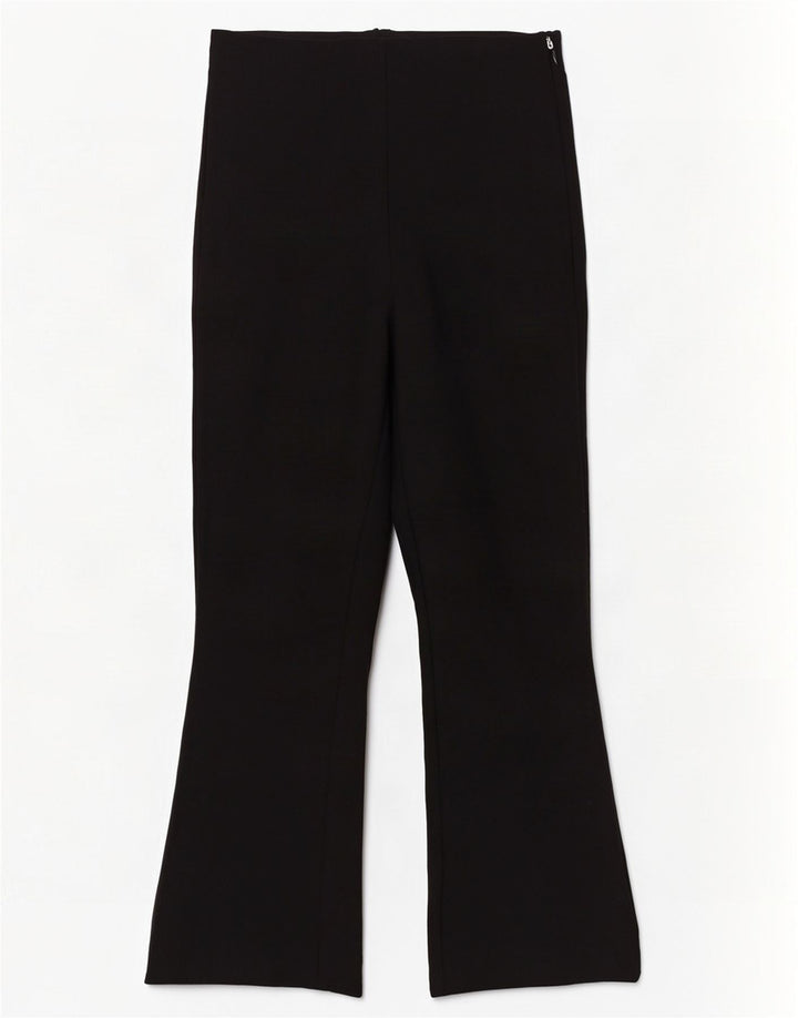 Zara Dame Bootcut Cropped Trousers Small W26 L26 Black Viscose