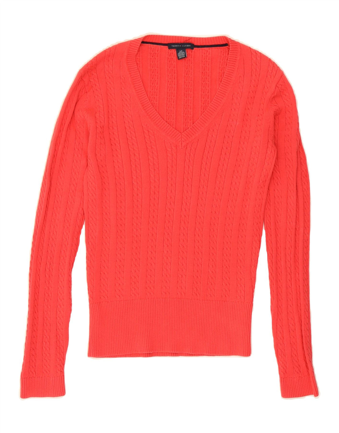 TOMMY HILFIGER Womens V-Neck Jumper Sweater UK 10 Small Red Vintage Tommy Hilfiger and Second-Hand Tommy Hilfiger from Messina Hembry 