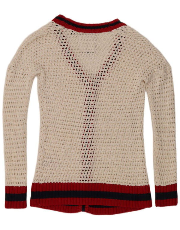 Superdry oversize cardigantrøje til kvinder UK 16 Stor hvid stribet