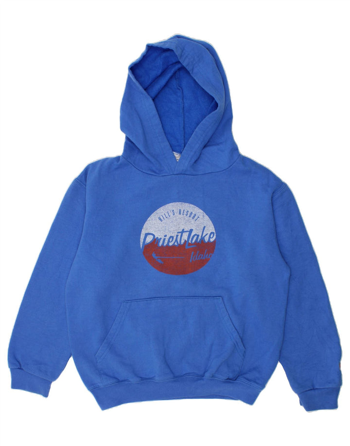 CHAMPION Boys Graphic Hoodie Jumper 7-8 Years Medium Blue Cotton Vintage Champion and Second-Hand Champion from Messina Hembry 