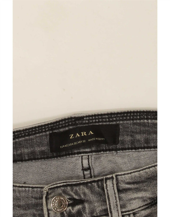 Zara Herre Distressed Slim Jeans EU 42 Large W32 L29 Grå