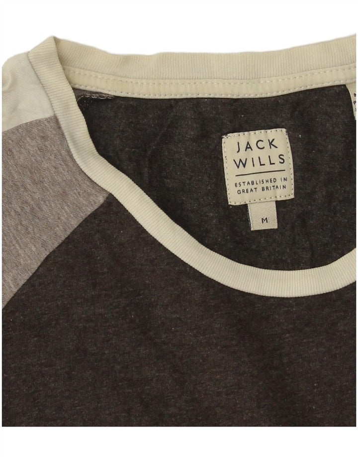 Jack Wills Herre T-shirt Top Medium Sort Colourblock Bomuld