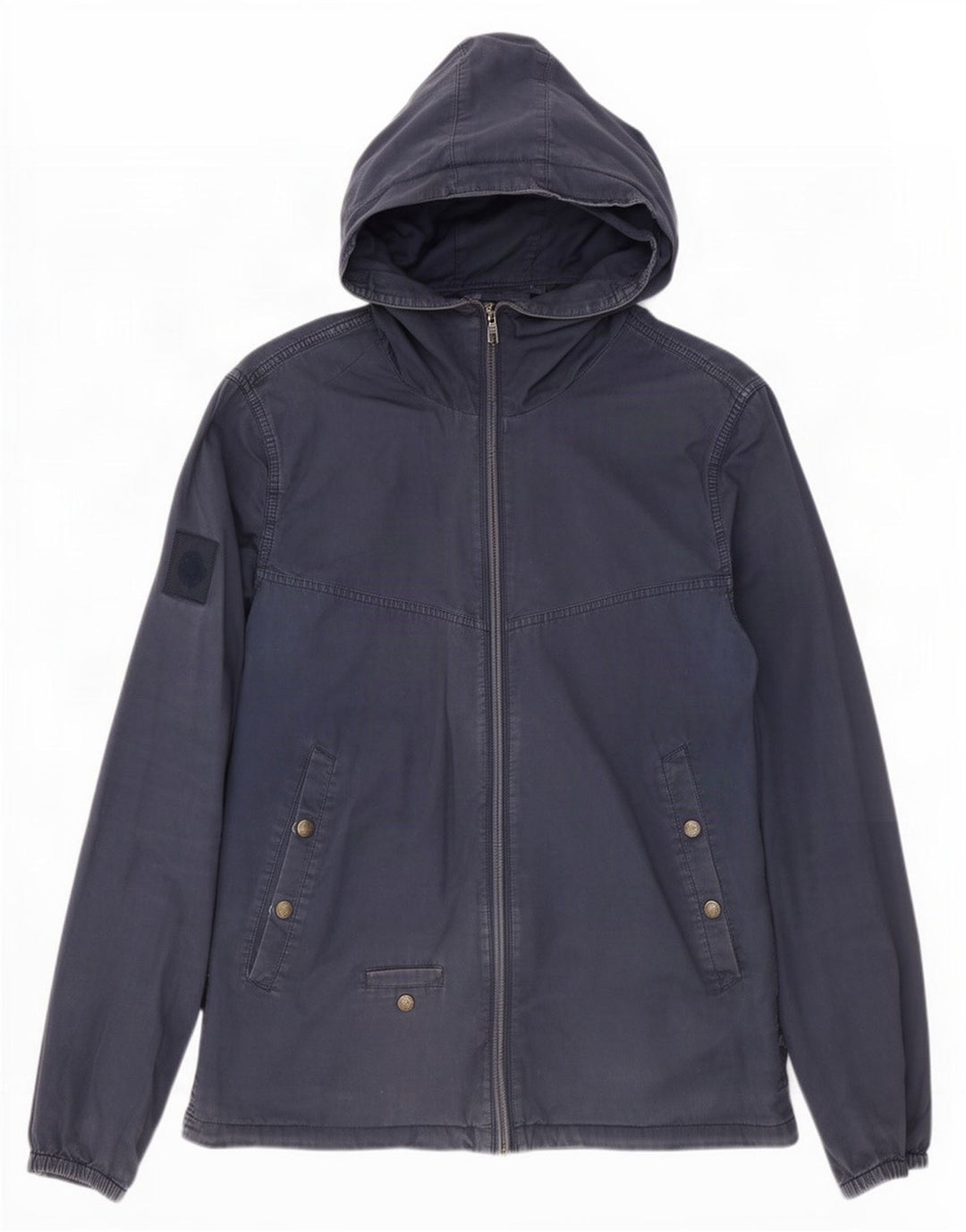 Pretty Green Herre Hooded Bomber Jacket UK 38 Medium Navy Blue Bomuld
