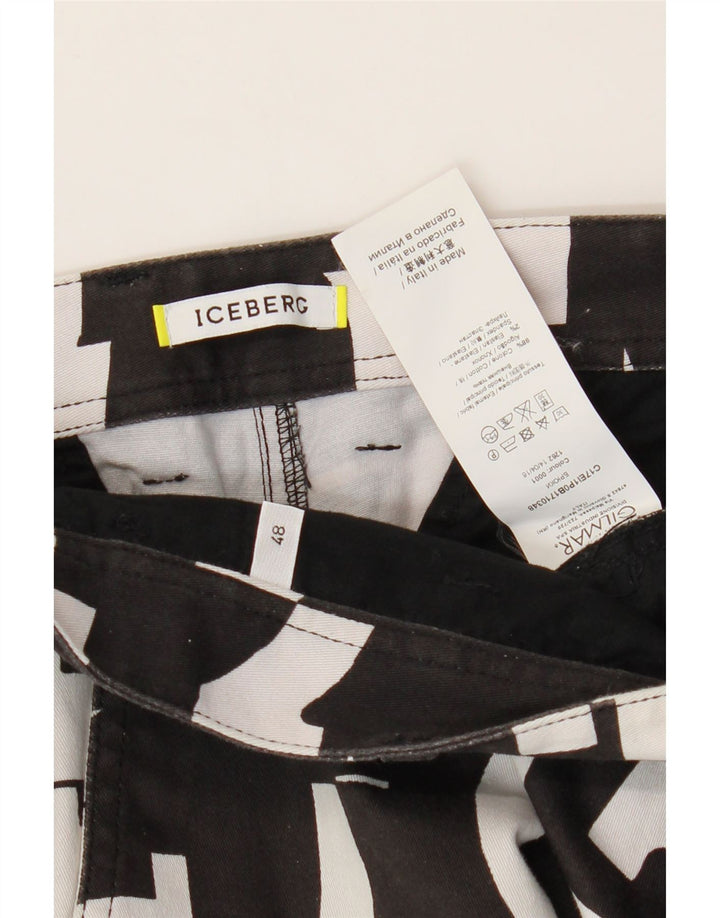Iceberg Herre Bermuda Shorts IT 48 Medium W32 Sort Geometrisk Bomuld