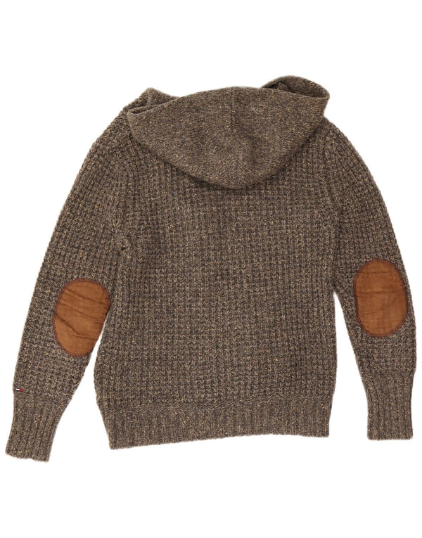 Tommy Hilfiger Herre hætte cardigan sweater Small Grey Flecked Acryl