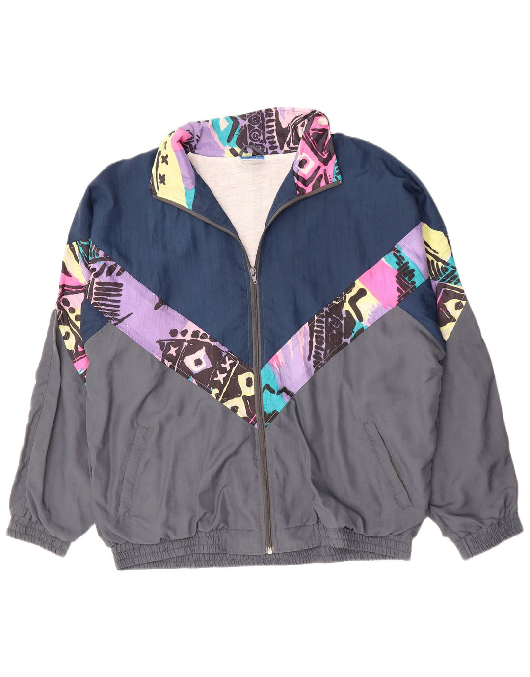 Vintage træningsdragt til mænd Topjakke XL Grå Colourblock Polyester 90'erne