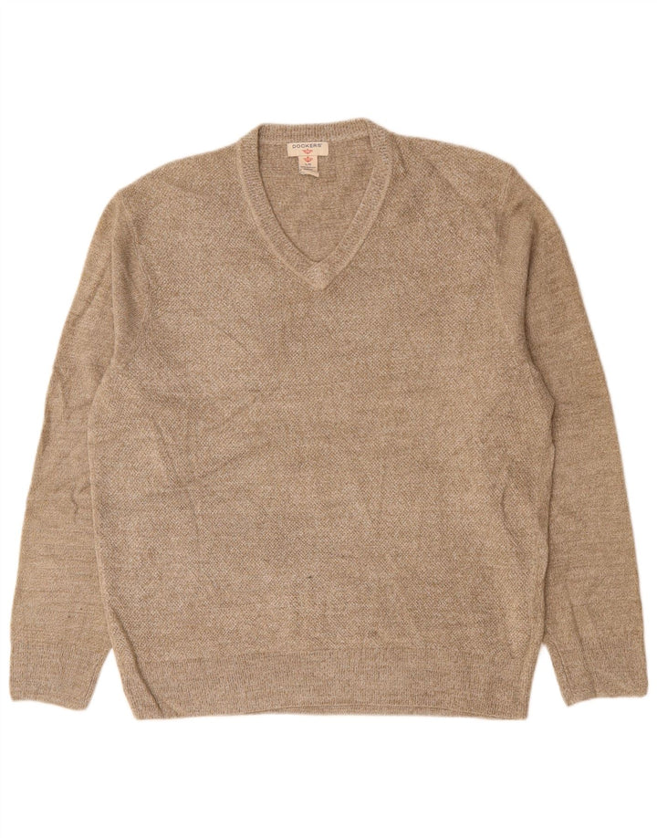 DOCKERS Herre V-hals sweater Stor Beige Akryl