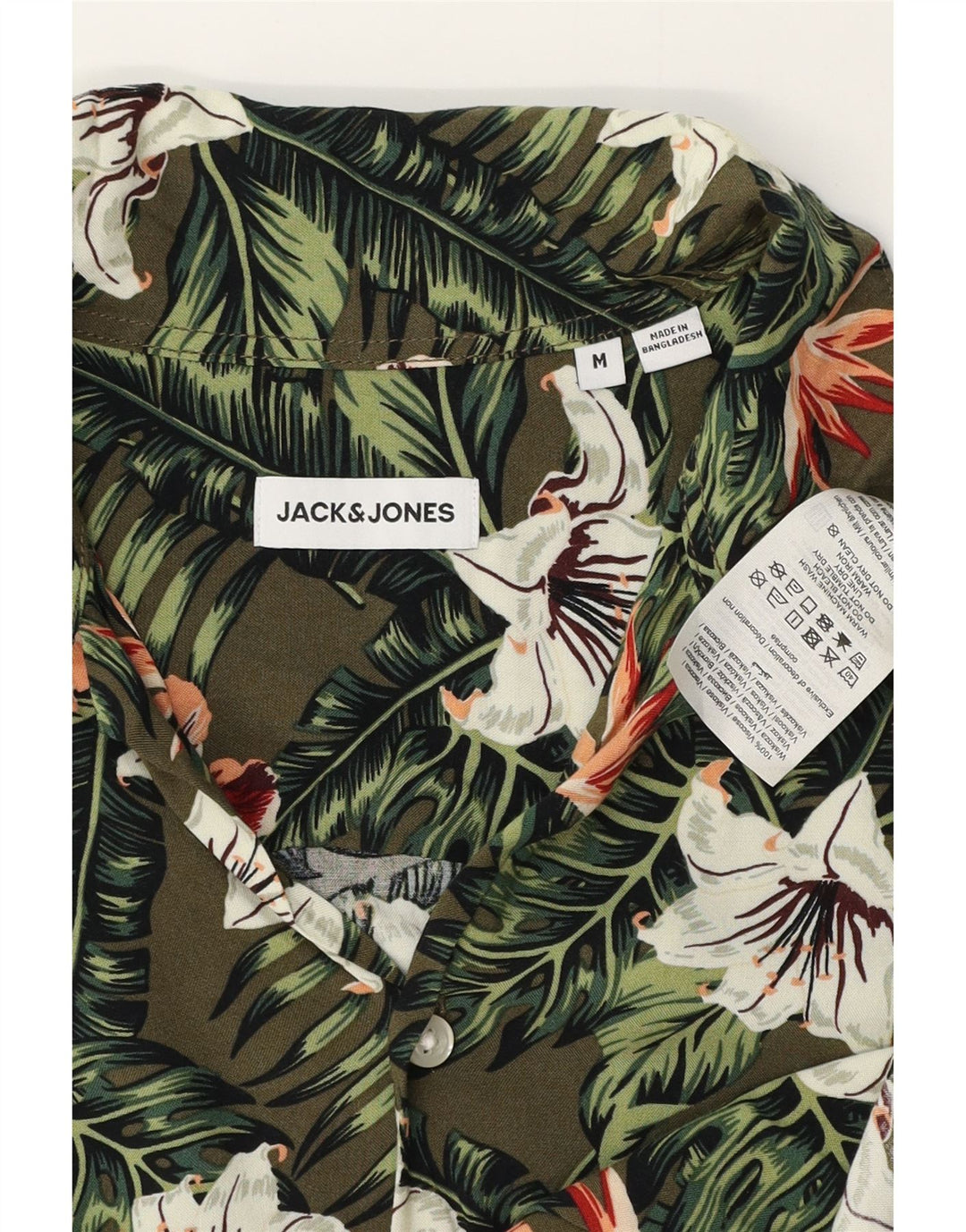 JACK & JONES Kortærmet Herreskjorte Medium Khaki Floral Viscose