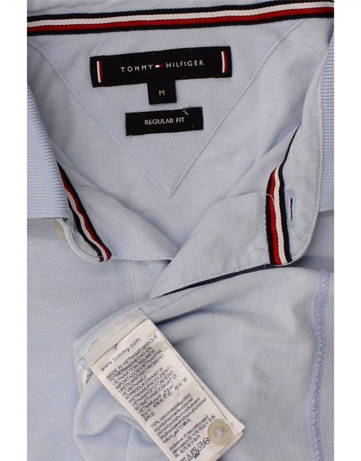 TOMMY HILFIGER Mens Regular Fit Polo Shirt Medium Blue Cotton