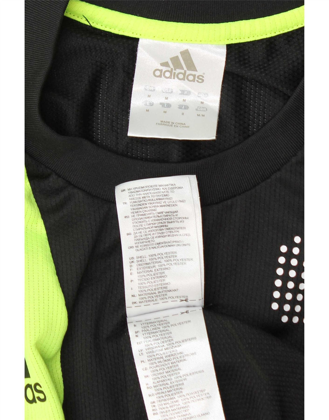 Adidas Herre grafisk T-shirt Top Medium Sort Colourblock Polyester Sports