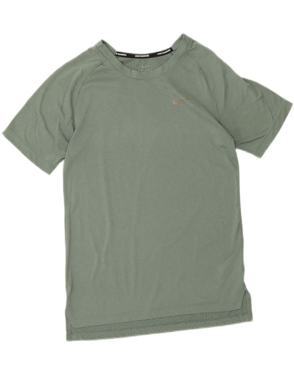 NIKE Dame Dri Fit T-Shirt Top UK 10 Lille grøn polyester