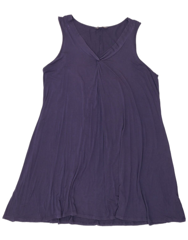 Marks & Spencer Dame Ærmeløs A-Line Kjole UK 18 XL Navy Blue Viscose