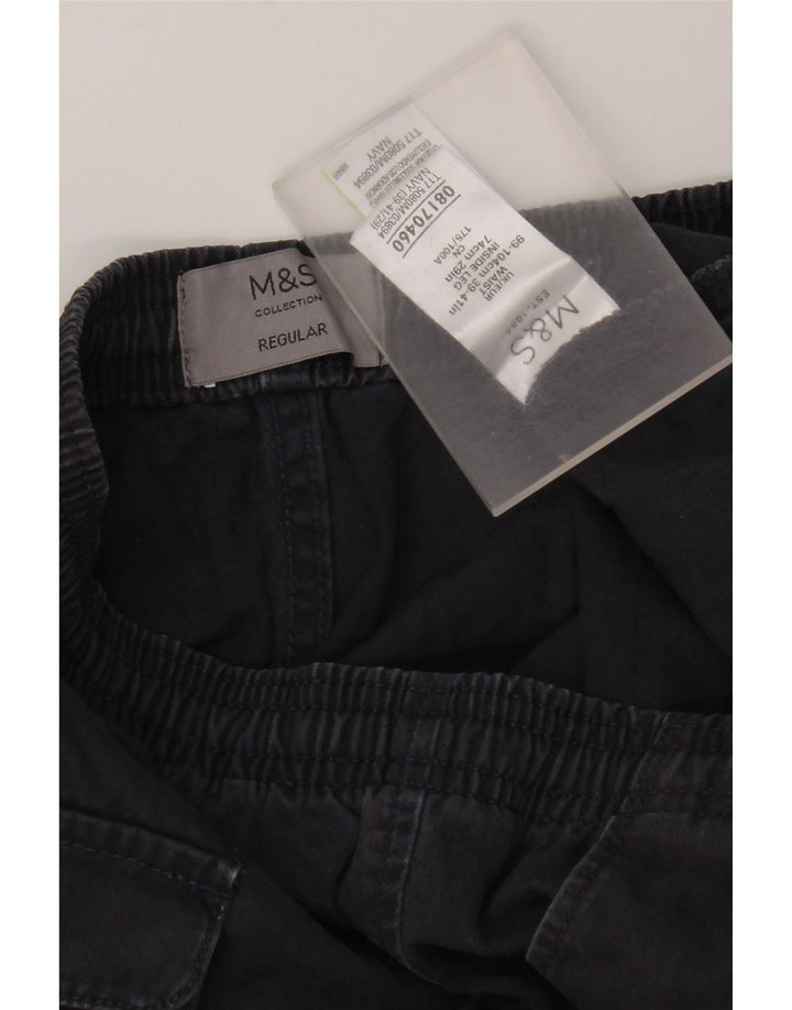 Marks & Spencer Herre Regular Chino Bukser W39 L29 Marineblå Bomuld